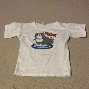 Kids Light Grey Floppy Tops Cat Graphic T-Shirt